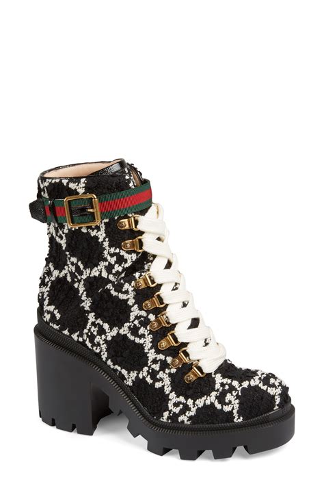 gucci gg tweed ankle boots women